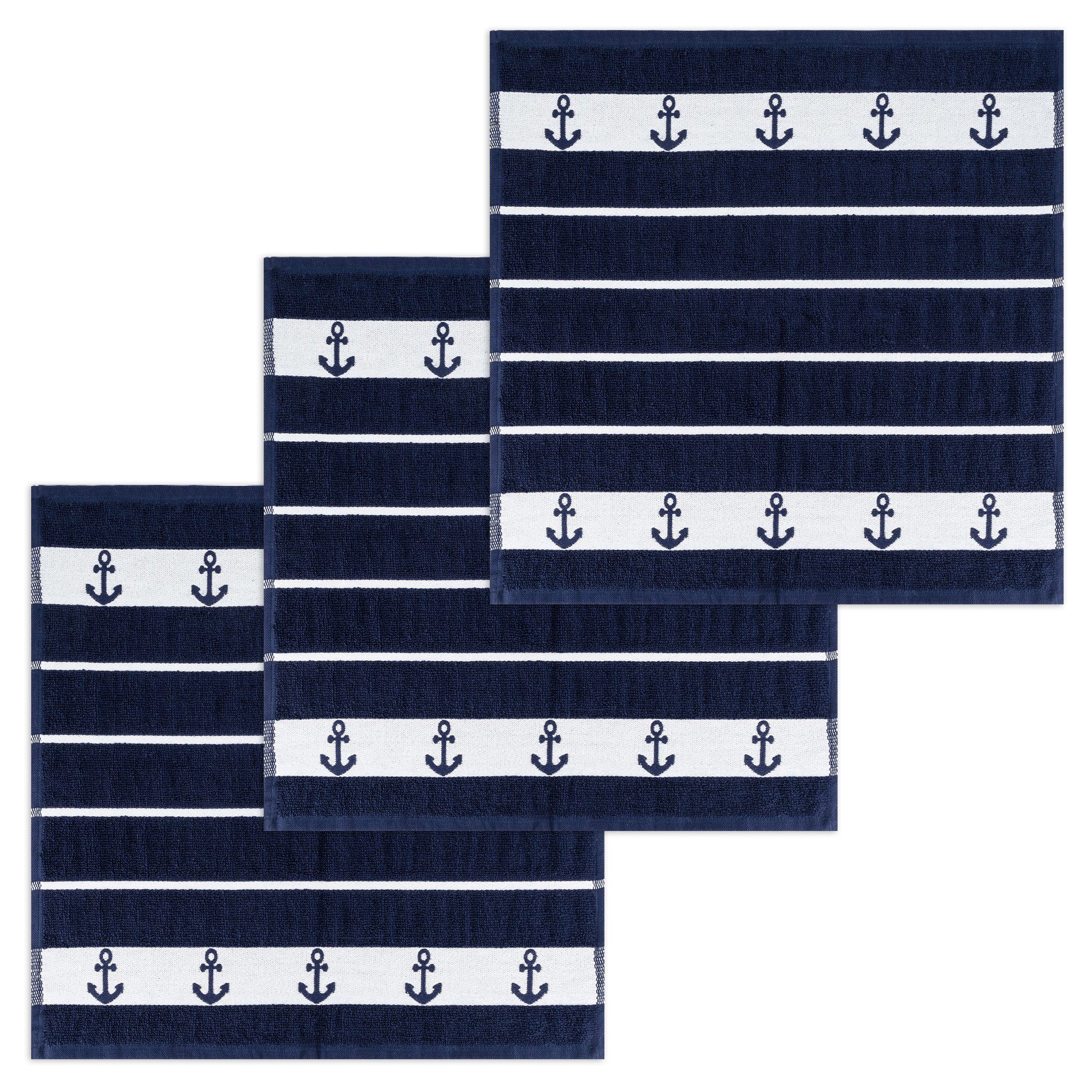 Kracht Geschirrtuch Anker, (Set, 3-tlg., Set), 3er Pack Frottee Küchenhandt günstig online kaufen
