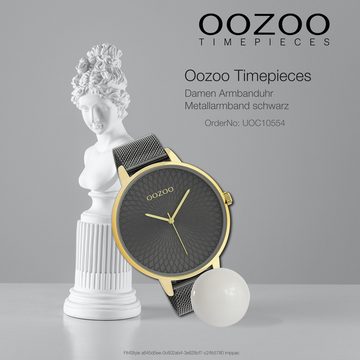 OOZOO Quarzuhr Oozoo Unisex Armbanduhr Timepieces Analog, Damen, Herrenuhr rund, extra groß (ca. 48mm) Metallarmband schwarz