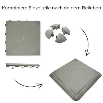 GarPet Outdoor-Bodenplatte Bodenplatten Klicksystem grau 4x Eck Abschlusselement