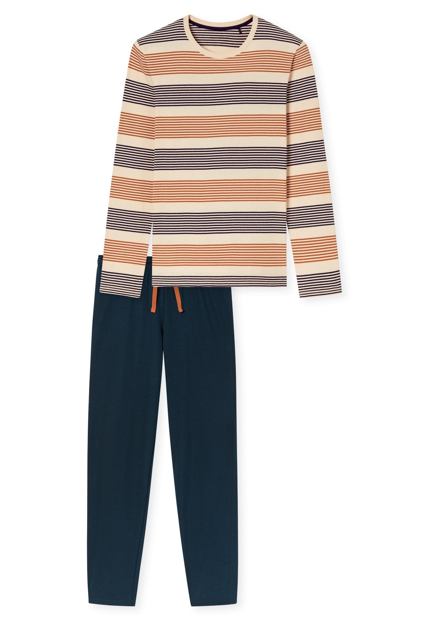 Schiesser Shorty Casual Nightwear (2 tlg) Rundhalsausschnitt und lange Ärmel, weiche Single-Jersey Qualität