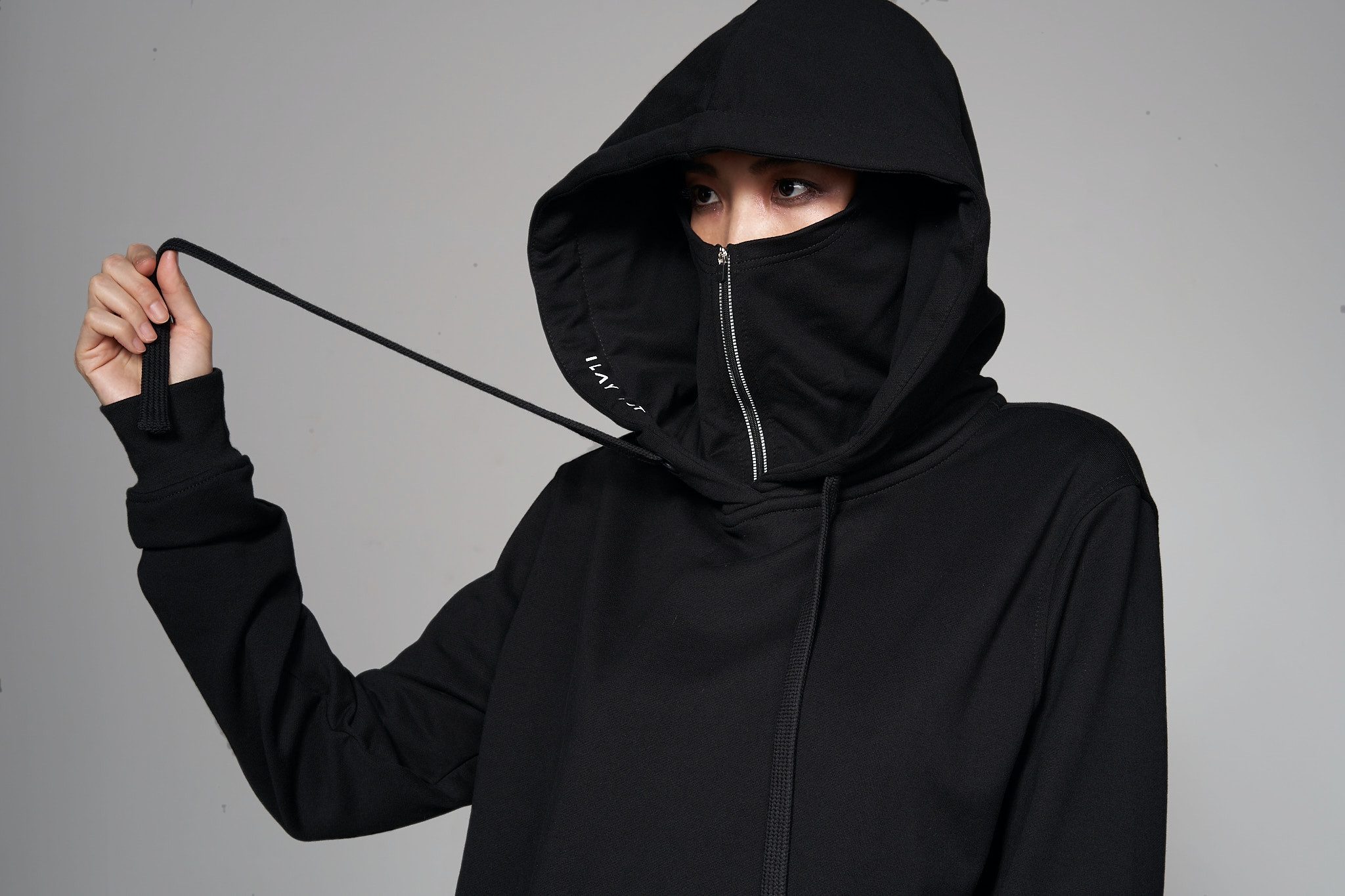 ILAY Lit Hoodie Mask Hoodie mit Face Cover & Kapuze - Unisex techwear Hoodie Black