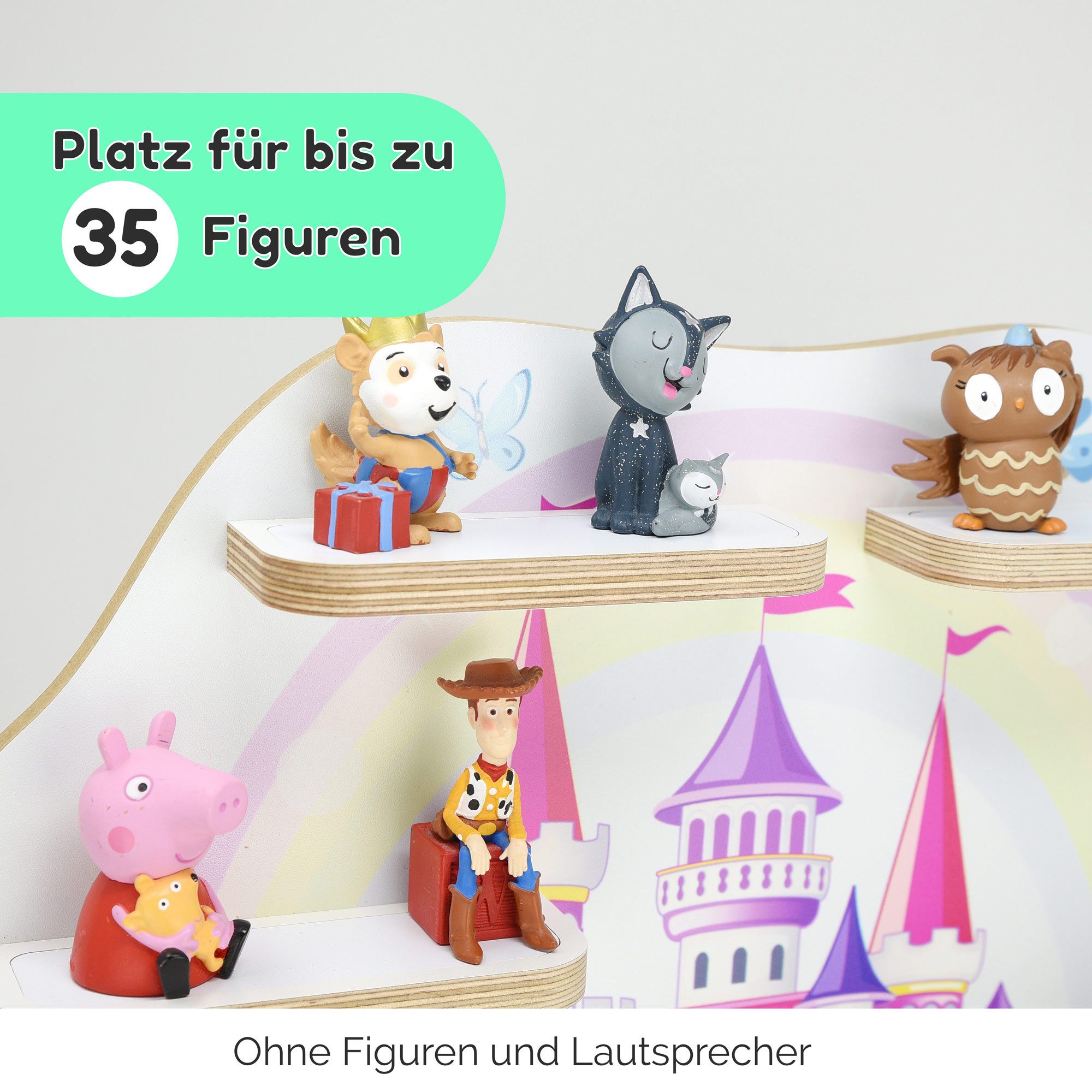 stadtecken Kinderregal mit schmalen Boden - geeignet für die Toniebox und Tonies, Bunte, verspielte Aufbewahrung für 35 Figuren, ideal fürs Kinderzimmer – Bild 4 von 5