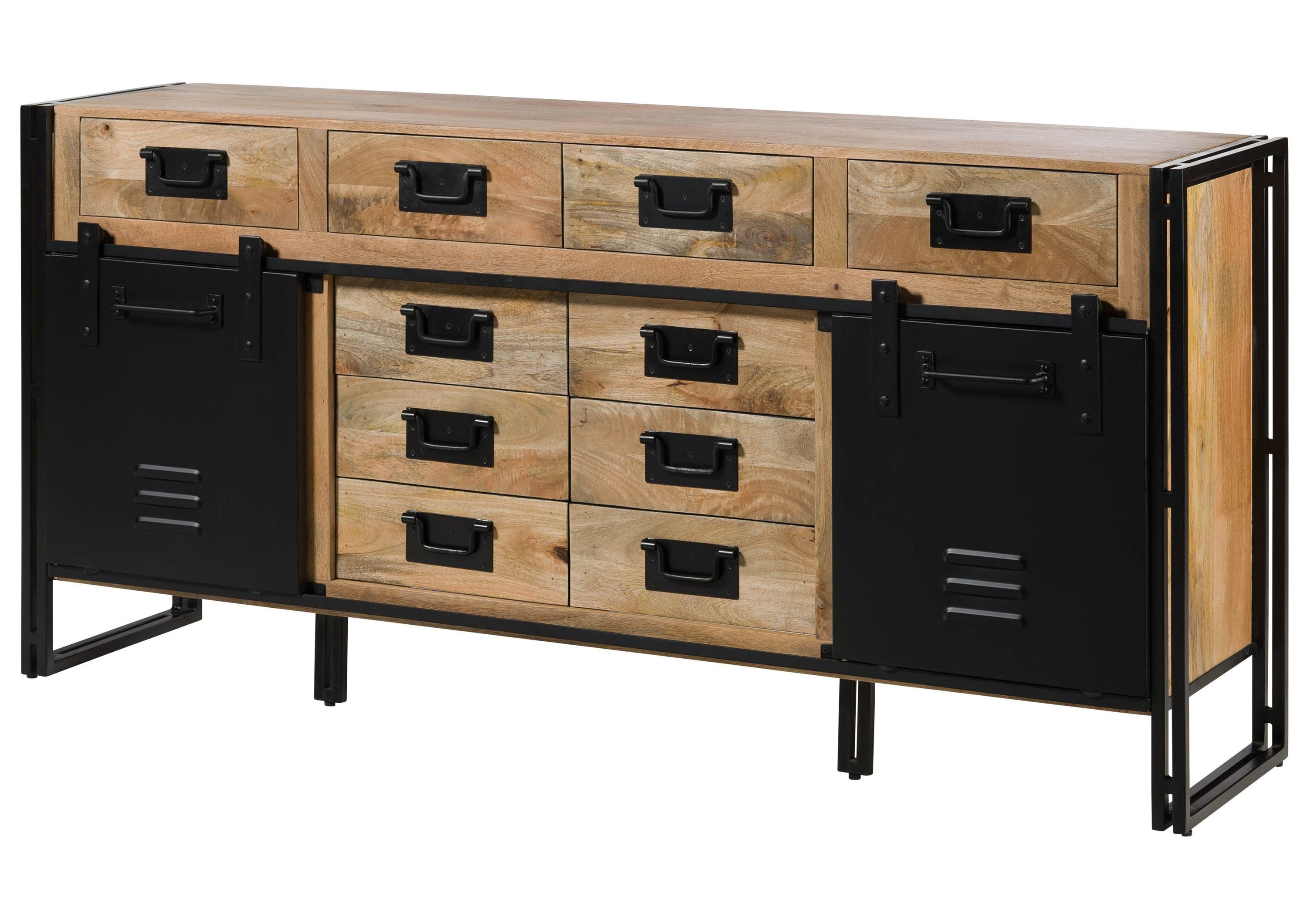Massivmoebel24 Sideboard BLACKBURN Mango Massivholz natur (Massivholz montiert 113 kg BLACKBURN #109), Mango 195x45x90 cm natur lackiert