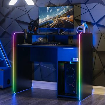 X Rocker Gamingtisch Electra Gaming Schreibtisch mit RGB-Beleuchtung & Wireless Charging