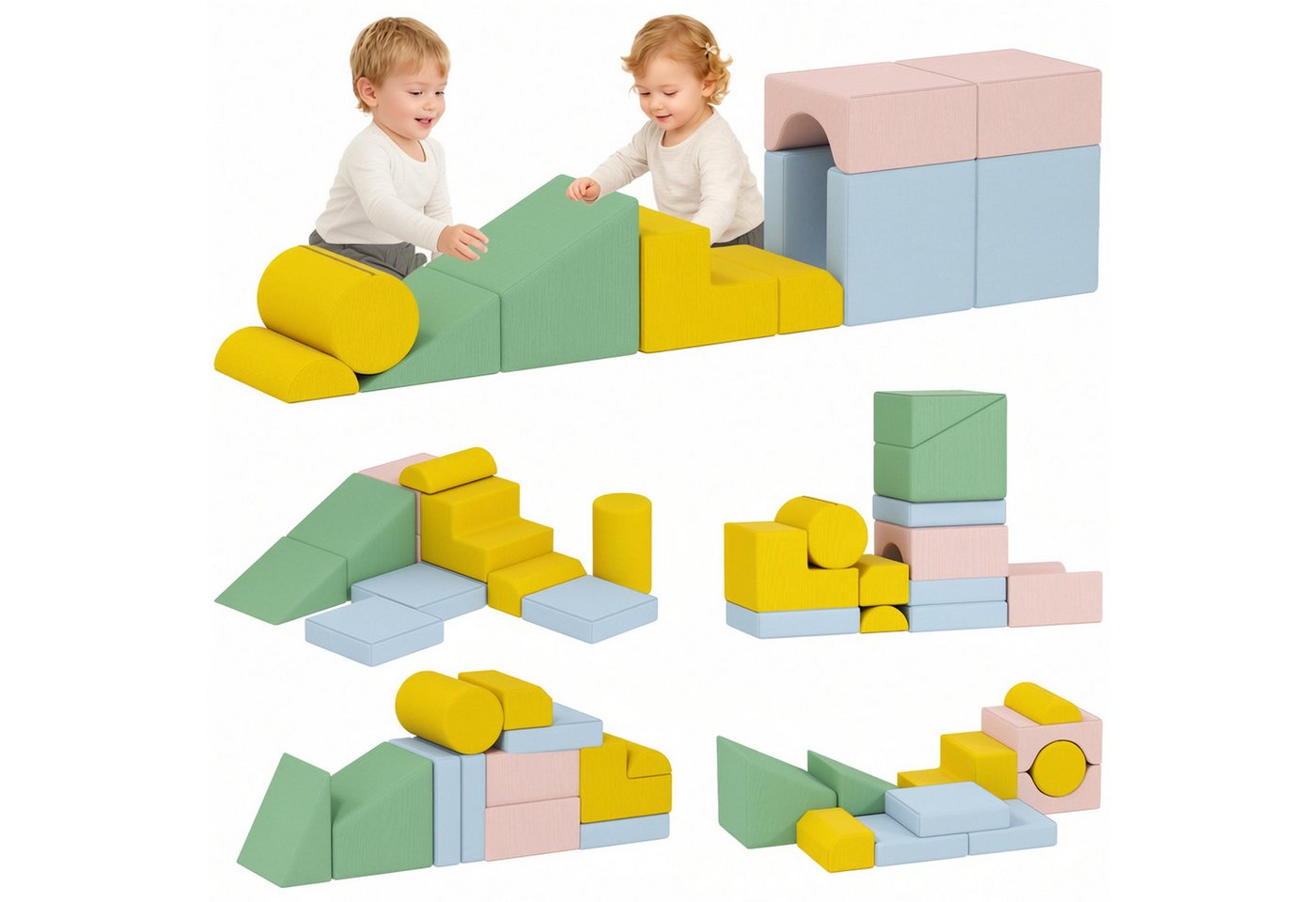 AIYAPLAY Softbausteine Kinder Bausteinset mit Cord-Optik Schaumstoff Spielbausteine, (Kletter- und Spielset, 12 St., Schaumstoffbausteine), Klettern Großbausteine, Mehrfarbig