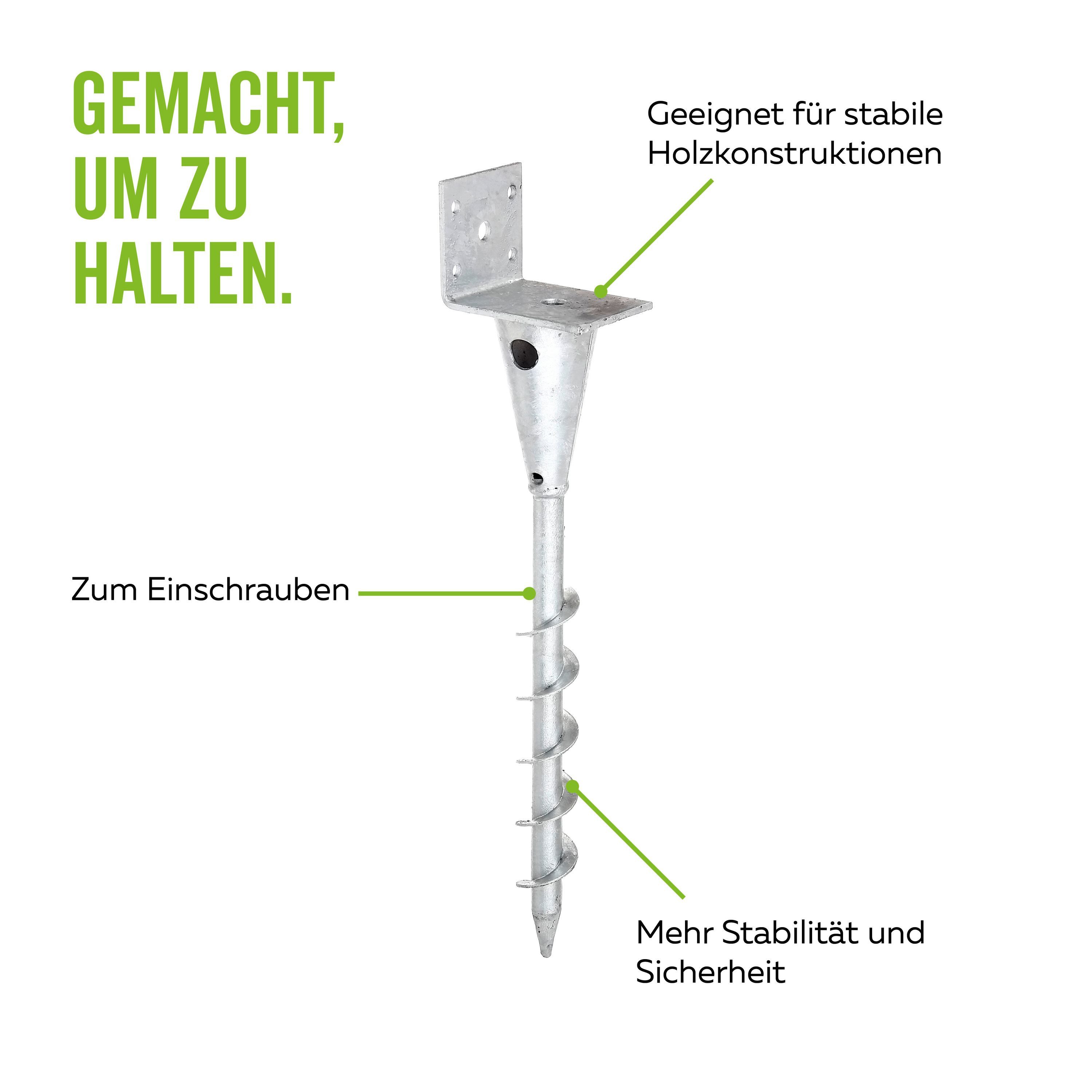 Alberts Pfostenträger Alberts 2 x L-Pfostenträger für Vierkantholzpfosten, Höhe 470 mm, 95x7, (2-St), Alberts L-Pfostenträger für Vierkantholzpfosten im Bundle, feuerverzin