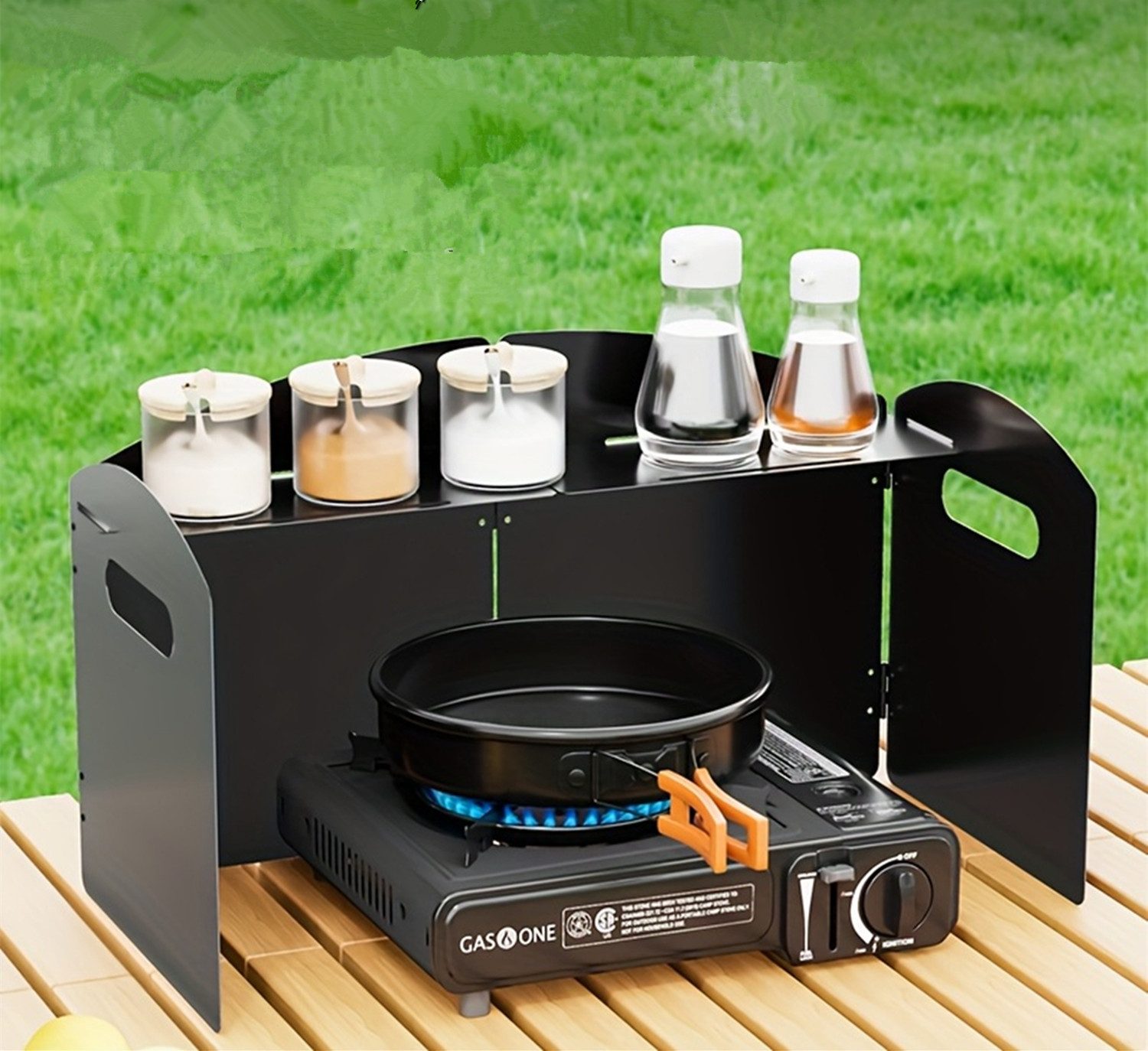 Insma Grill-Windschutz Gaskocher Windschutz Spritzschutz Aluminium faltbar, für Outdoor Camping Gaskocher 80×50cm, inklusive Tasche