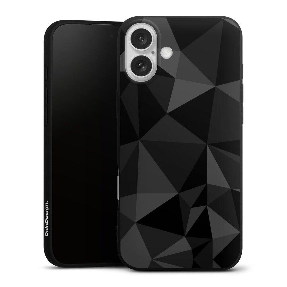 DeinDesign Handyhülle Geometric Muster Abstrakt Polygon Pattern Black, Apple iPhone 16 Plus Silikon Hülle Premium Case Handy Schutzhülle