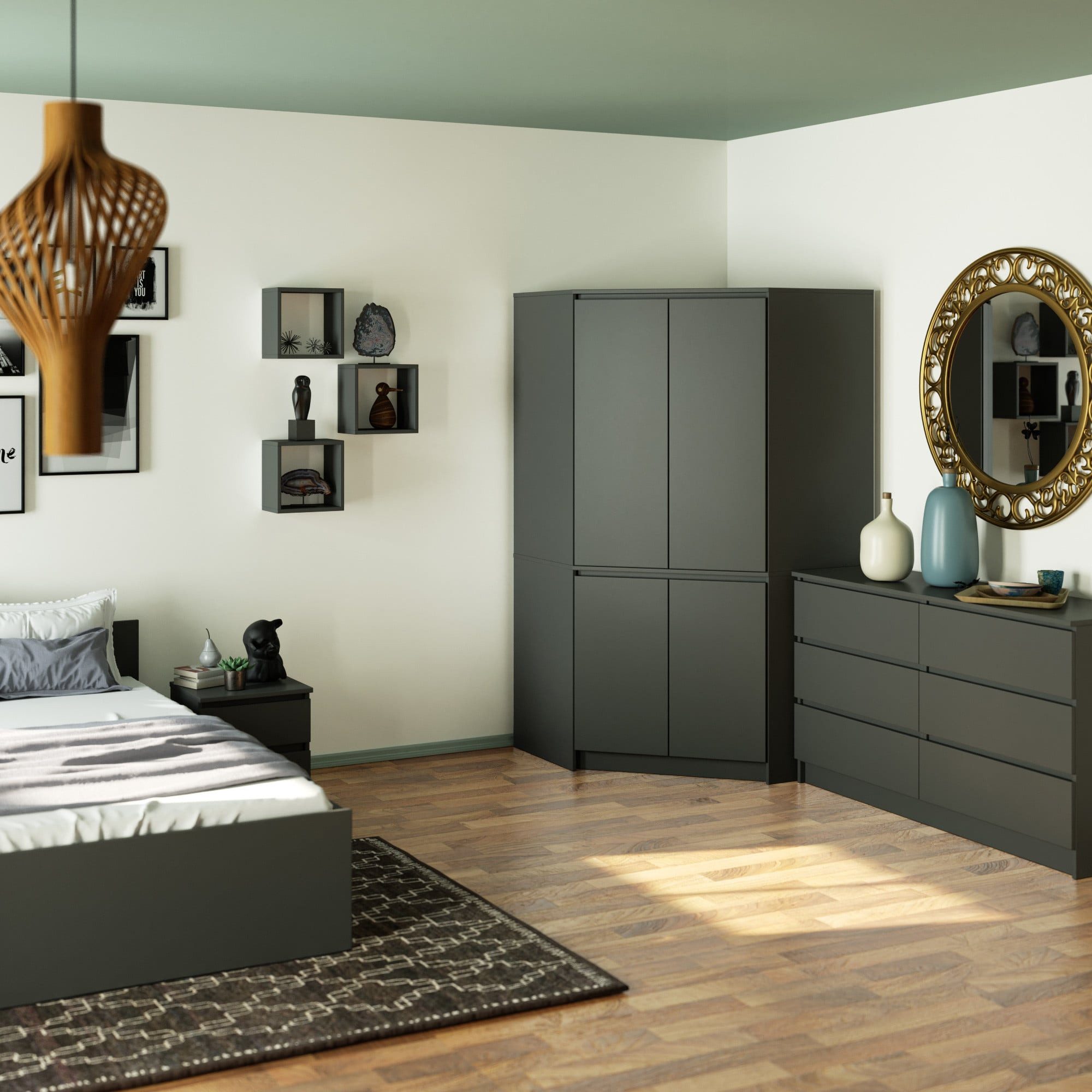 Raumhirsch Furniture Kleiderschrank Moderner Kleiderschrank - Zeitloser Stauraum - Garderobenschrank Robuste Verarbeitung, Maße: 100x180x50 cm, 4 Türen, ABS Kanten
