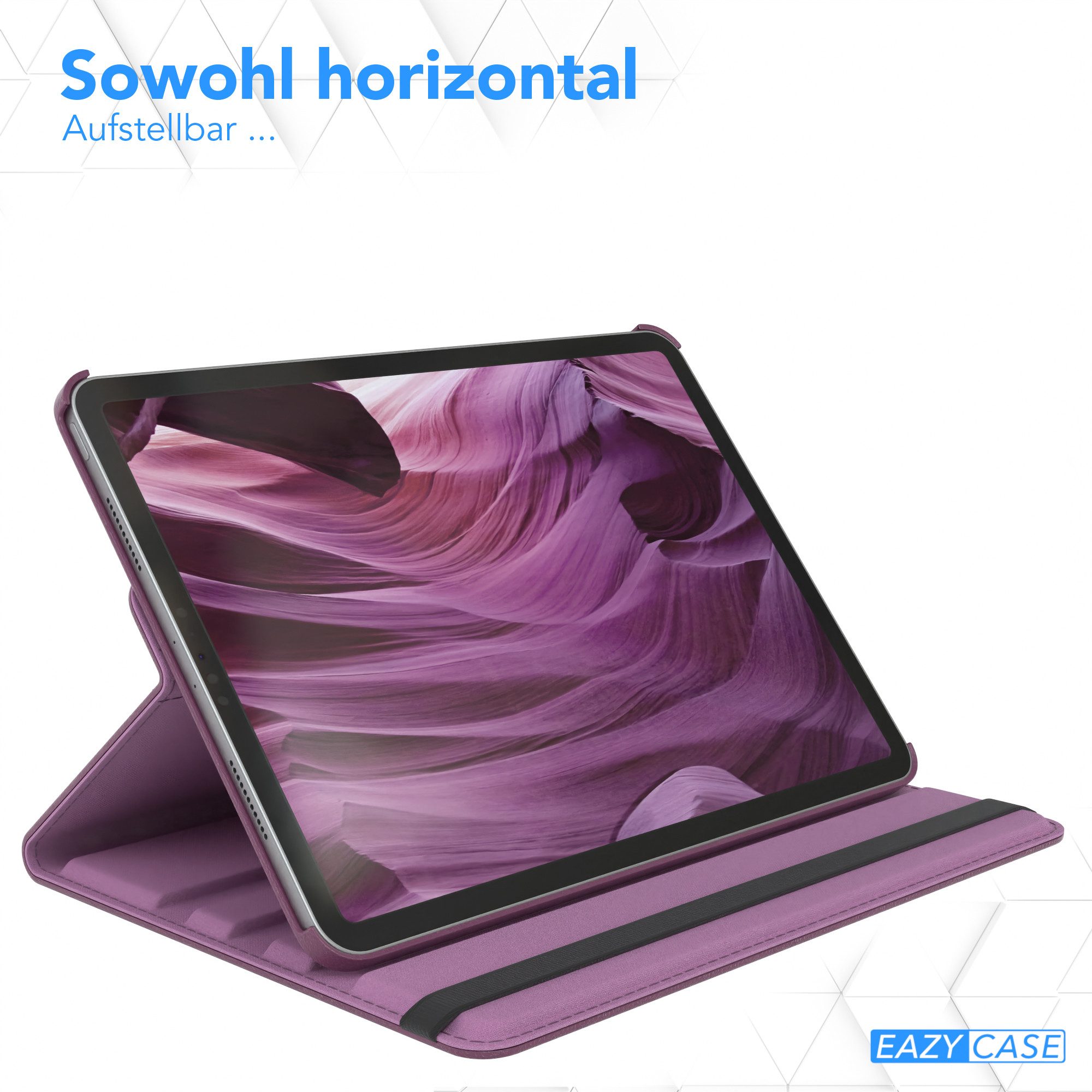 EAZY CASE Tablet-Hülle Rotation Case für iPad Pro 11" 1./2./3./4. Gen. 11 Zoll, Tablet-Hülle Bookstyle Case Fullcover Schutz Tasche Stehfunktion Lila – Bild 4 von 5