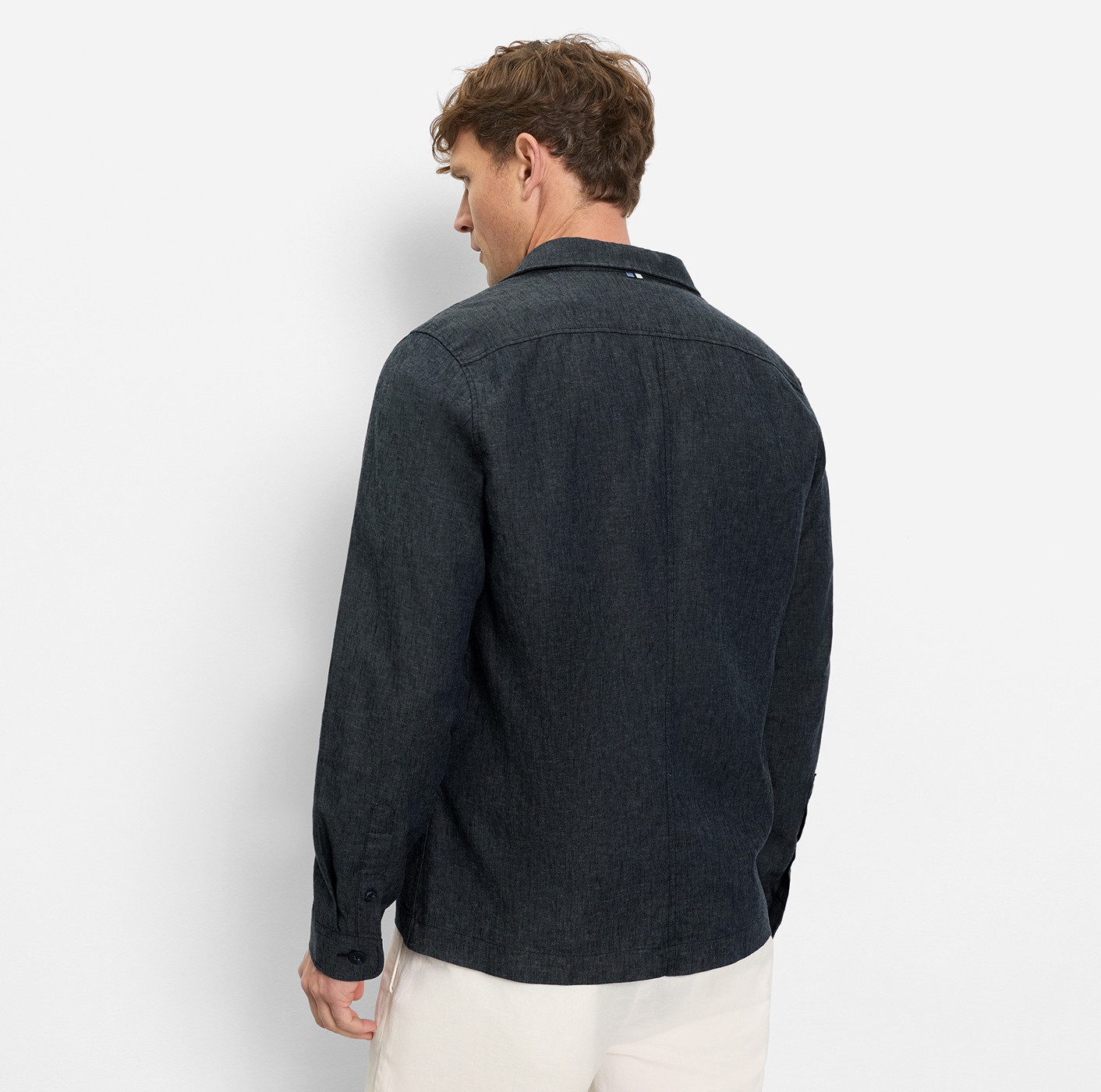 OLYMP Hemdjacke meliert und mit Leinen