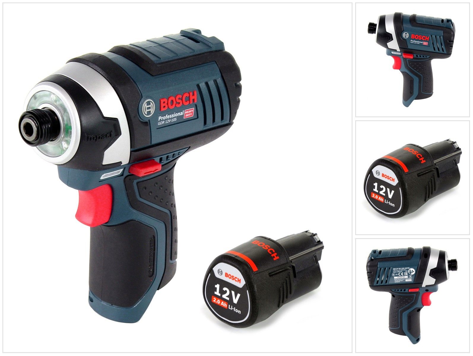 Bosch Professional Akku-Schlagschrauber GDR 12V-105 Akku Drehschlagschrauber 12V 105Nm + 1x Akku 2,0Ah - ohne