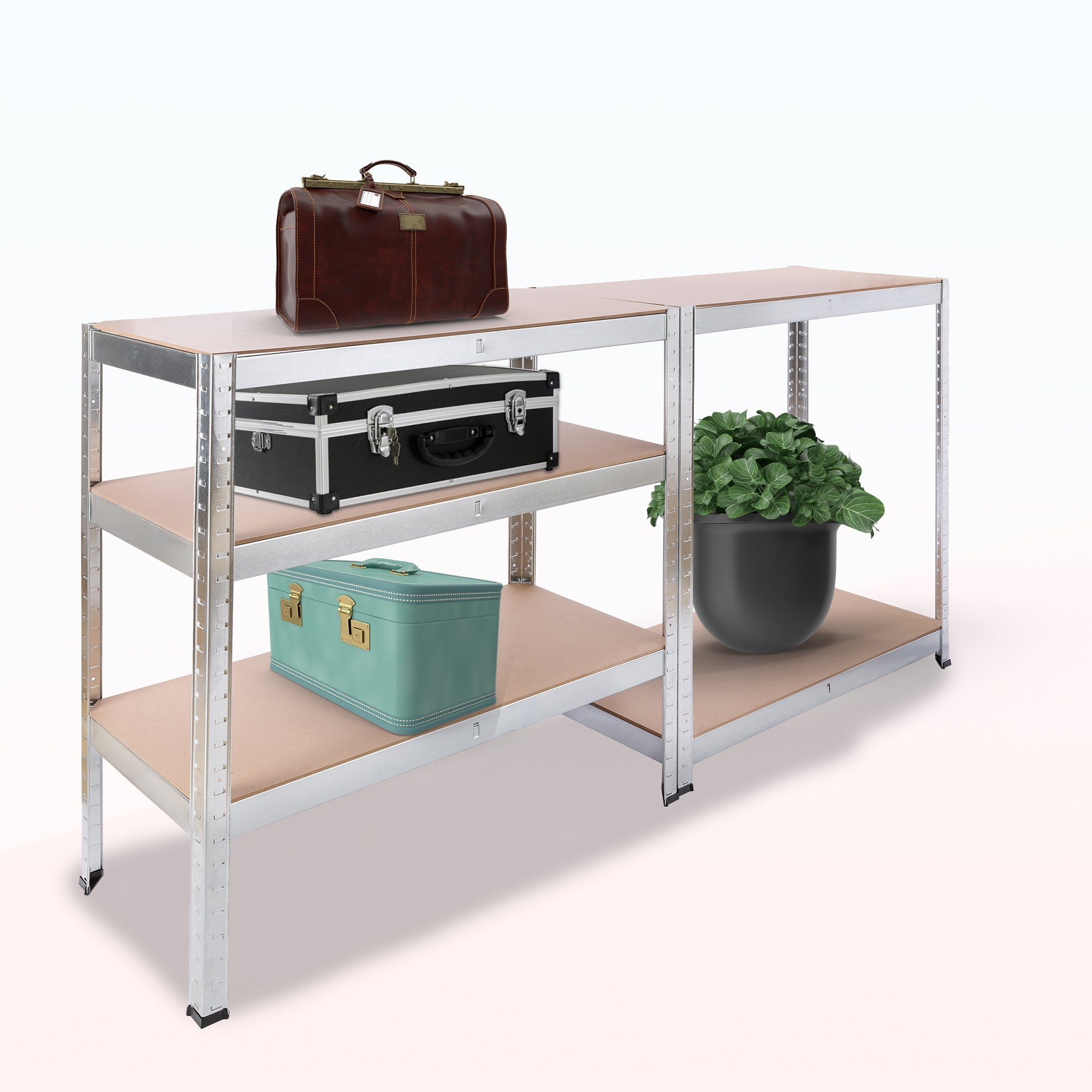 Arebos Schwerlastregal 180x90x40 cm, 5 Böden, 875 kg Traglast, Steckregal, Lagerregal, 2-tlg., Flexibel einsetzbar: für Werkstatt, Garage, Keller oder Lager