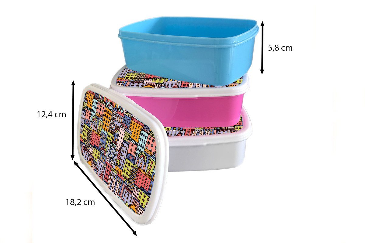 Snackbox, Kinder, Regenbogen Kunststoff, Erwachsene, Muster, für Lunchbox Kunststoff Haus Brotbox MuchoWow Mädchen, - Brotdose (2-tlg), - rosa