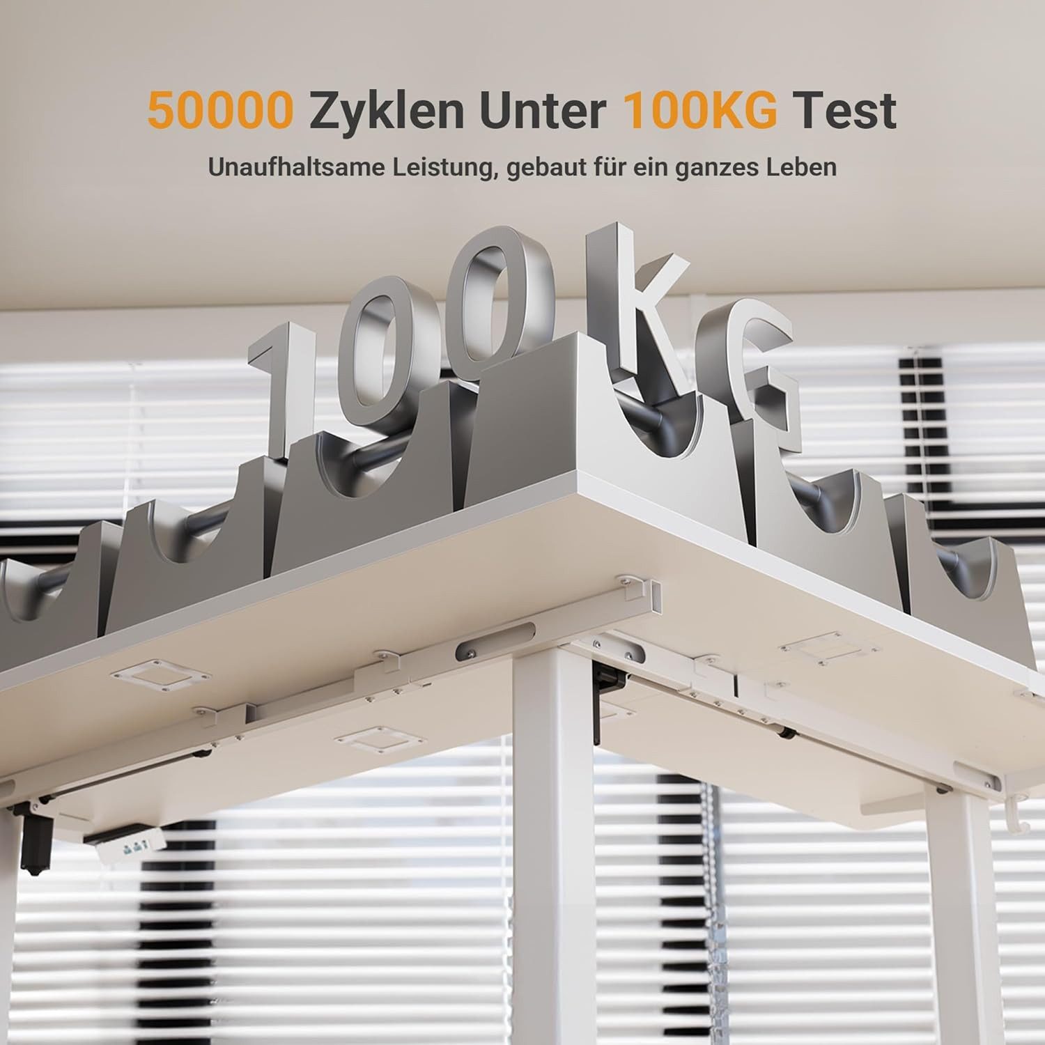 Claiks Eckschreibtisch L Form Höhenverstellbarer Schreibtisch auf Rollen (1-St), mit Dual-Motor, 160x140cm – Bild 5 von 5