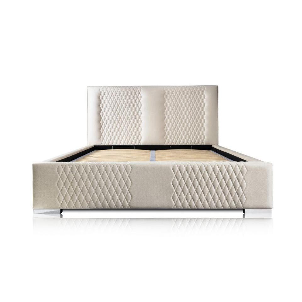 Modern Schlafzimmer Neu Beige Modern Stoff Doppelbett JVmoebel Polster Luxus Bett,