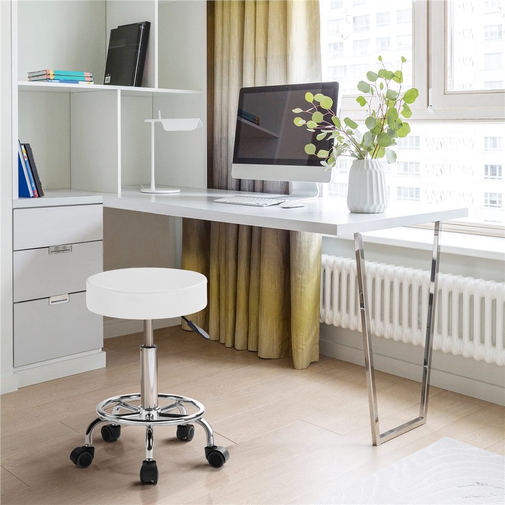 Yaheetech Drehhocker Barhocker Höhenverstellbarer Barstuhl mit Rollen, 50,5 cm – 65 cm H Arbeitshocker mit Drehbarer Sitzfläche