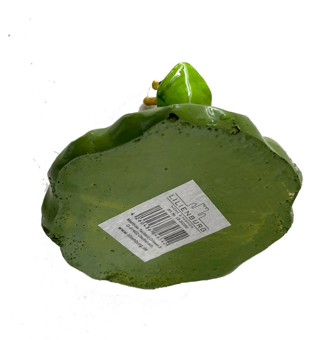 LB H&F Lilienburg Teichfigur LB H&F Schwimmtier Teichfigur Froschkönig Froschfigur, (Teichfrosch schwimmende Tierfigur Gartendeko Garten wetterfest Kunststoff Schwimmfrosch Teichschwimmer FROSCH, Dekofigur Figur Teich Gartenteich Teichdeko Schwimmfigur), detailgetreu gestaltet und leuchtend grüner Farbe