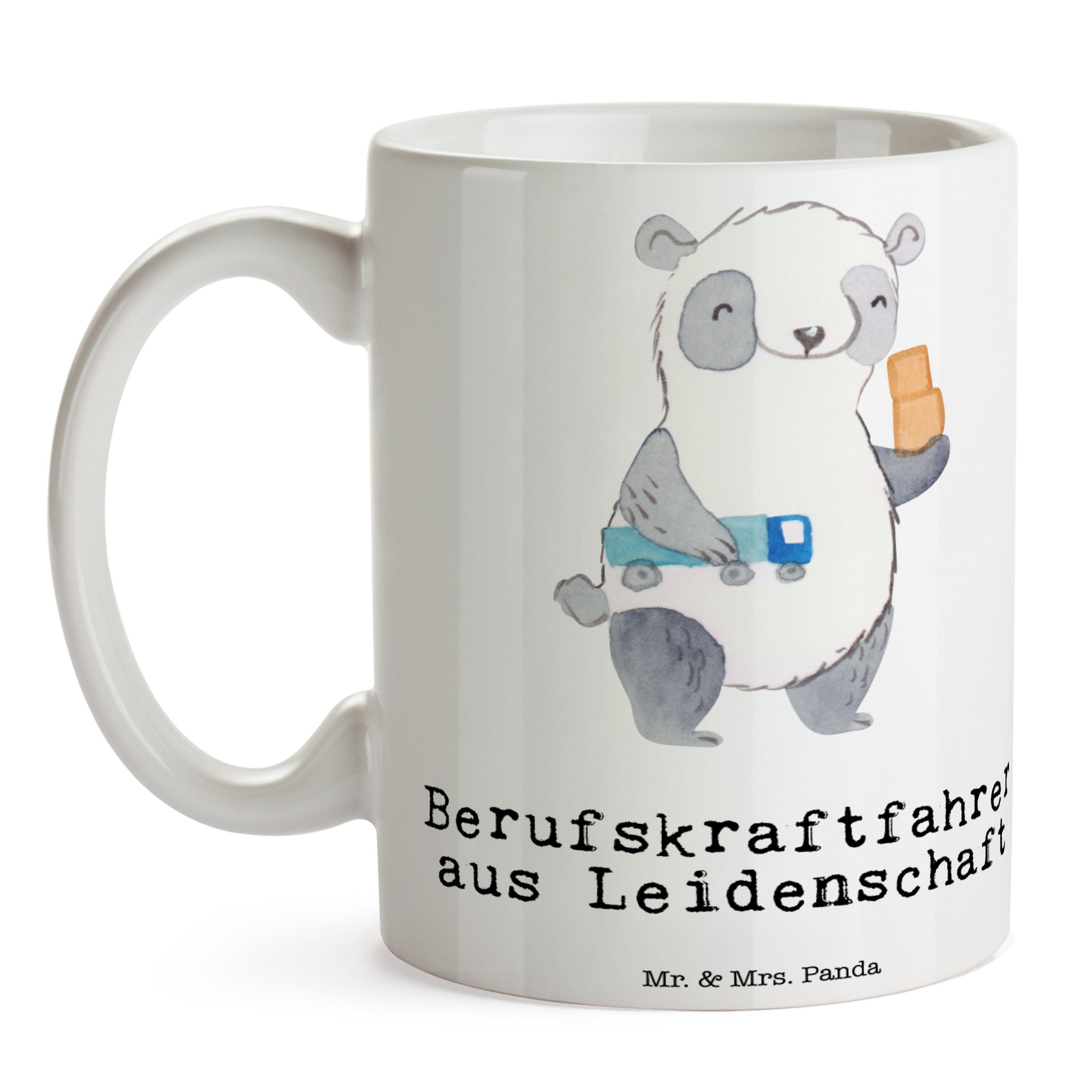 Becher, Danke, Berufskraftfahrer Geschenk, Keramik Weiß - aus Tasse Mr. & Panda Mrs. Leidenschaft -