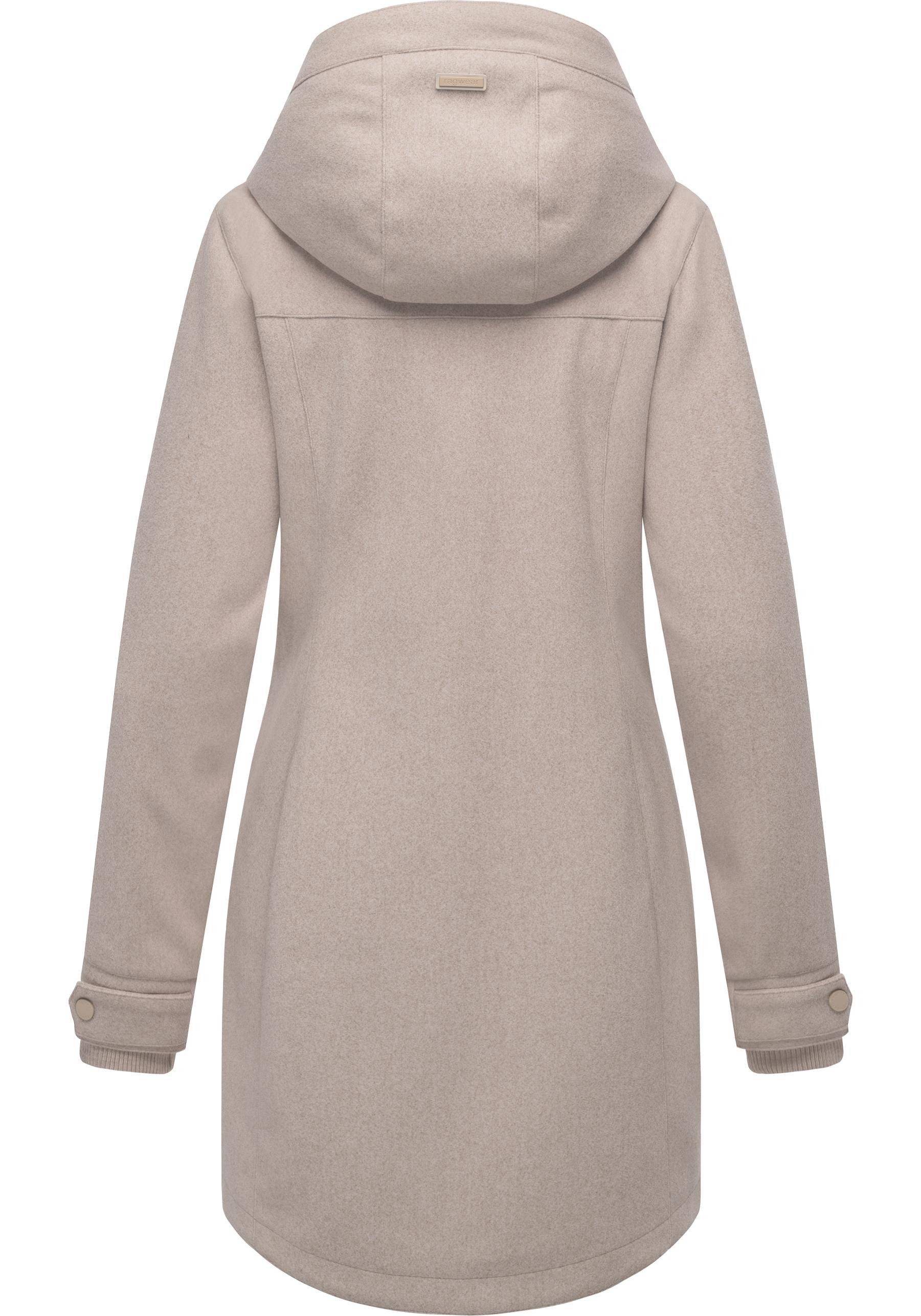 Ragwear Wollmantel Janesha Coat Mantel in Wolloptik mit Kapuze