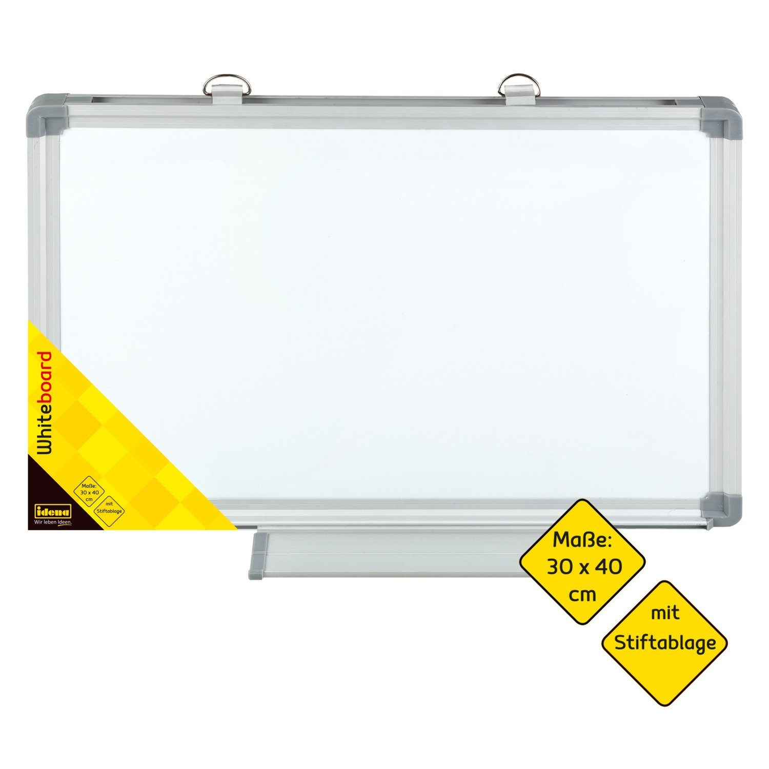 Magnettafel Idena 568024 - Whiteboard mit Aluminiumrahmen und Stiftablage, ca. 40