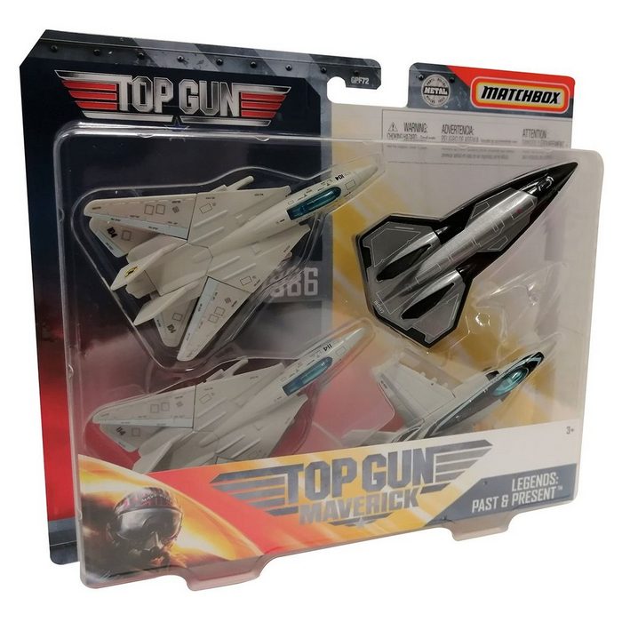 MATCHBOX Spielzeug-Flugzeug Matchbox Top Gun Maverick GPF72 Sky Busters 4 Flug (Packung 4-tlg. F14 Tomcat (Iceman) Darkstar F14 (Maverick) und Boeing F/A-18 Super Hornet Amverick)