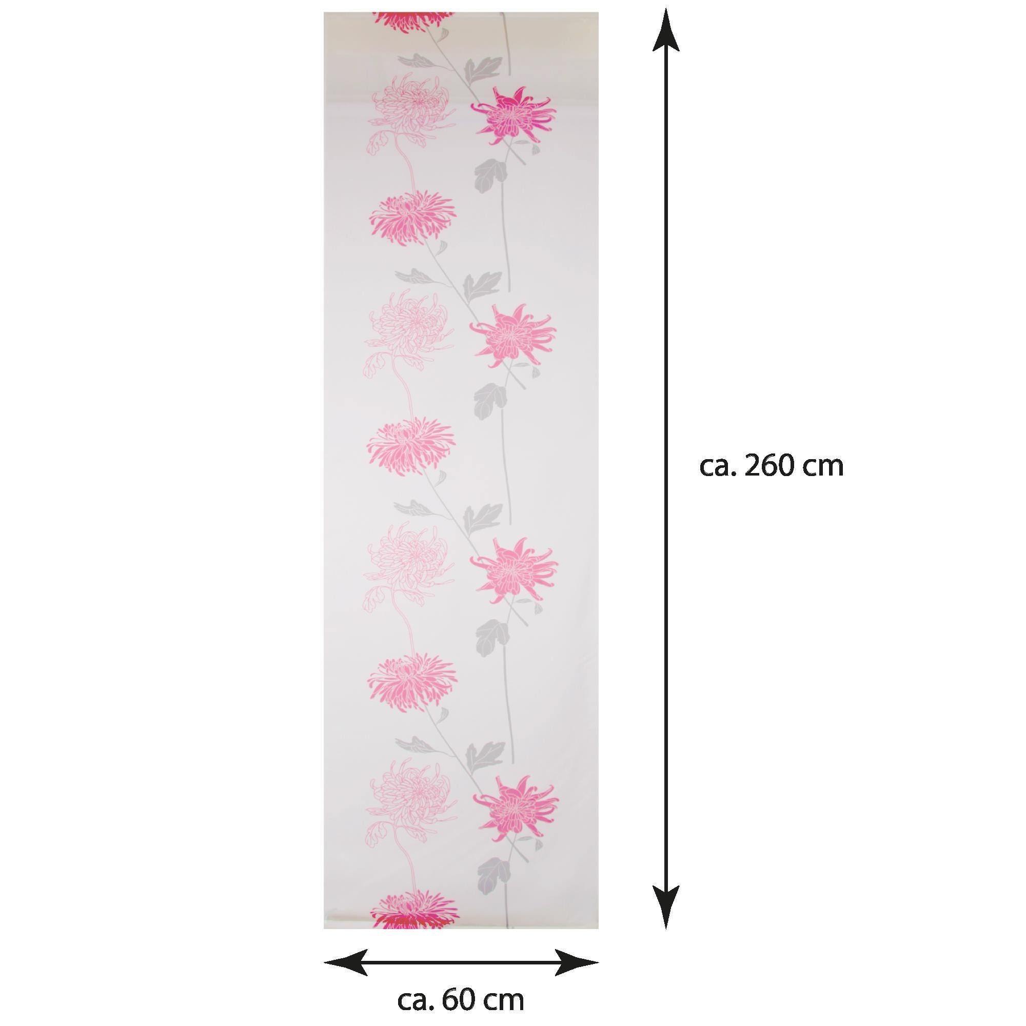 Bestlivings, 260cm Himbeere Transparente 60cm x Vorhang, Klettband Schiebegardine Floral St), mit Klettband transparent, (3 (BxL),