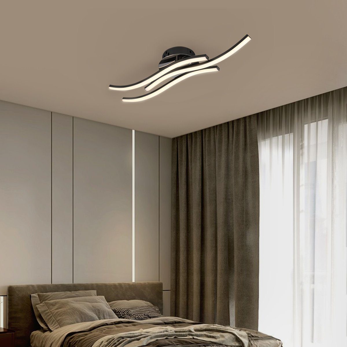 Moderne Dimmbar fest Deckenlampe Fernbedienung, 36W, 3600 LETGOSPT für mit Lampe Lumen, LED Küche LED LED Wellenförmige, 3 Wohnzimmer integriert, Deckenleuchte flammig, 3000K-6500K