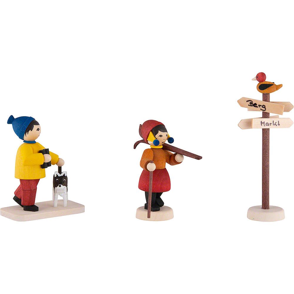 ULMIK Dekofigur Winterkinder Winterwanderkinder 3-teilig gebeizt (7cm) von ULMIK