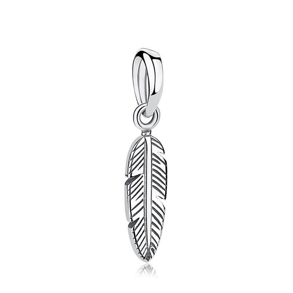 PANDACHARMS Bead Feder Charm Anhänger für Charm Armband, 925er Sterling Silber