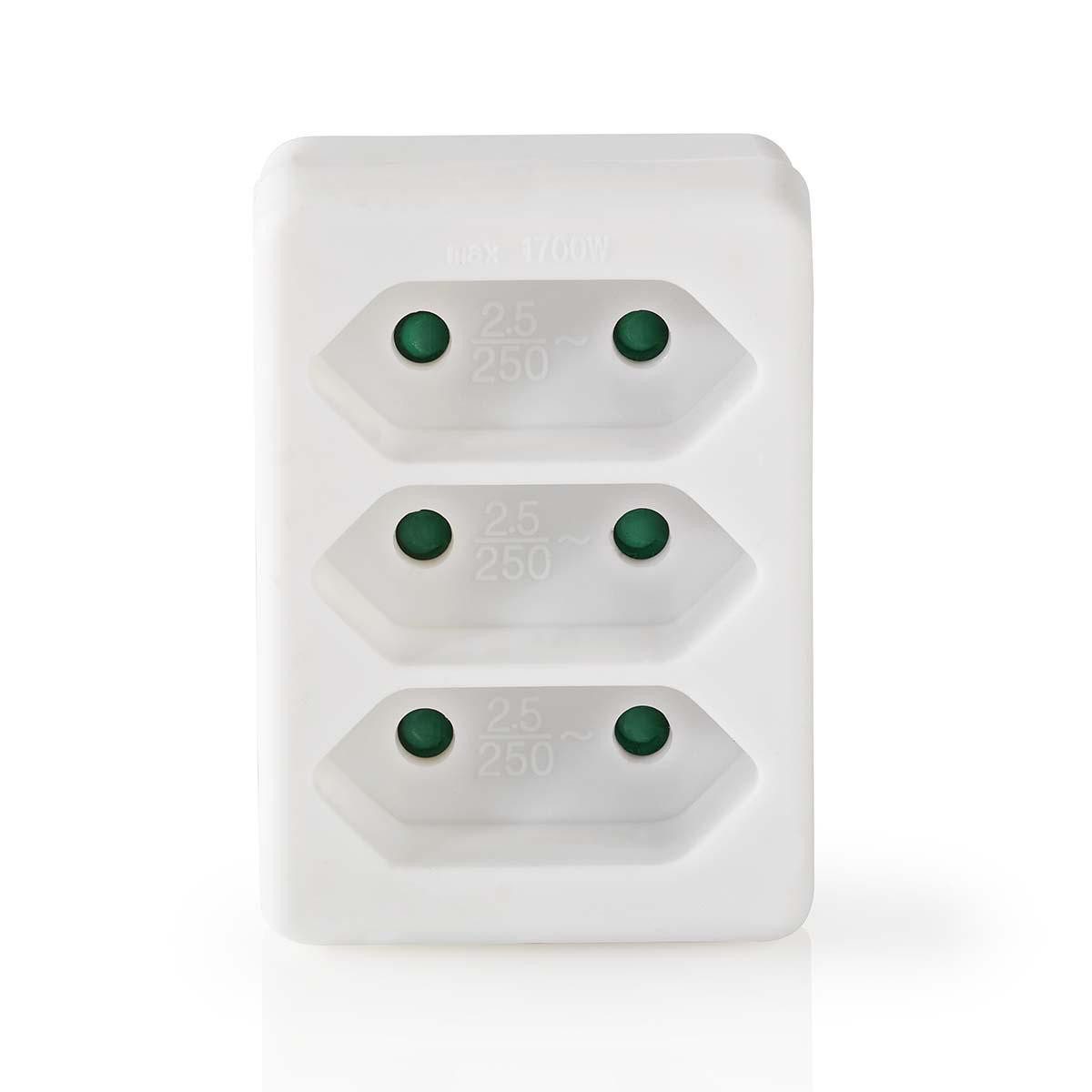 Nedis PSSPL300C1WT Steckdosenverteiler (Steckdosenadapter mit 3x Euro-Steckdosen (Typ C CEE 7/16), Überhitzungsschutz), Stromverteiler mit drei Steckdosen, platzsparend, praktisch, sicher.