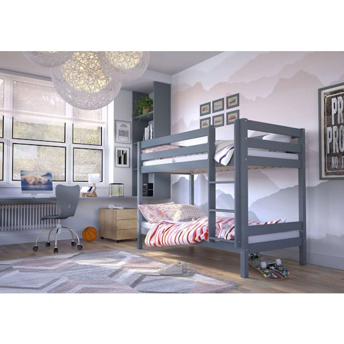Feldmann-Wohnen Hochbett Dolaf 90x190cm Farbe wählbar mit Leiter Lattenrost und 2 Liegeflächen