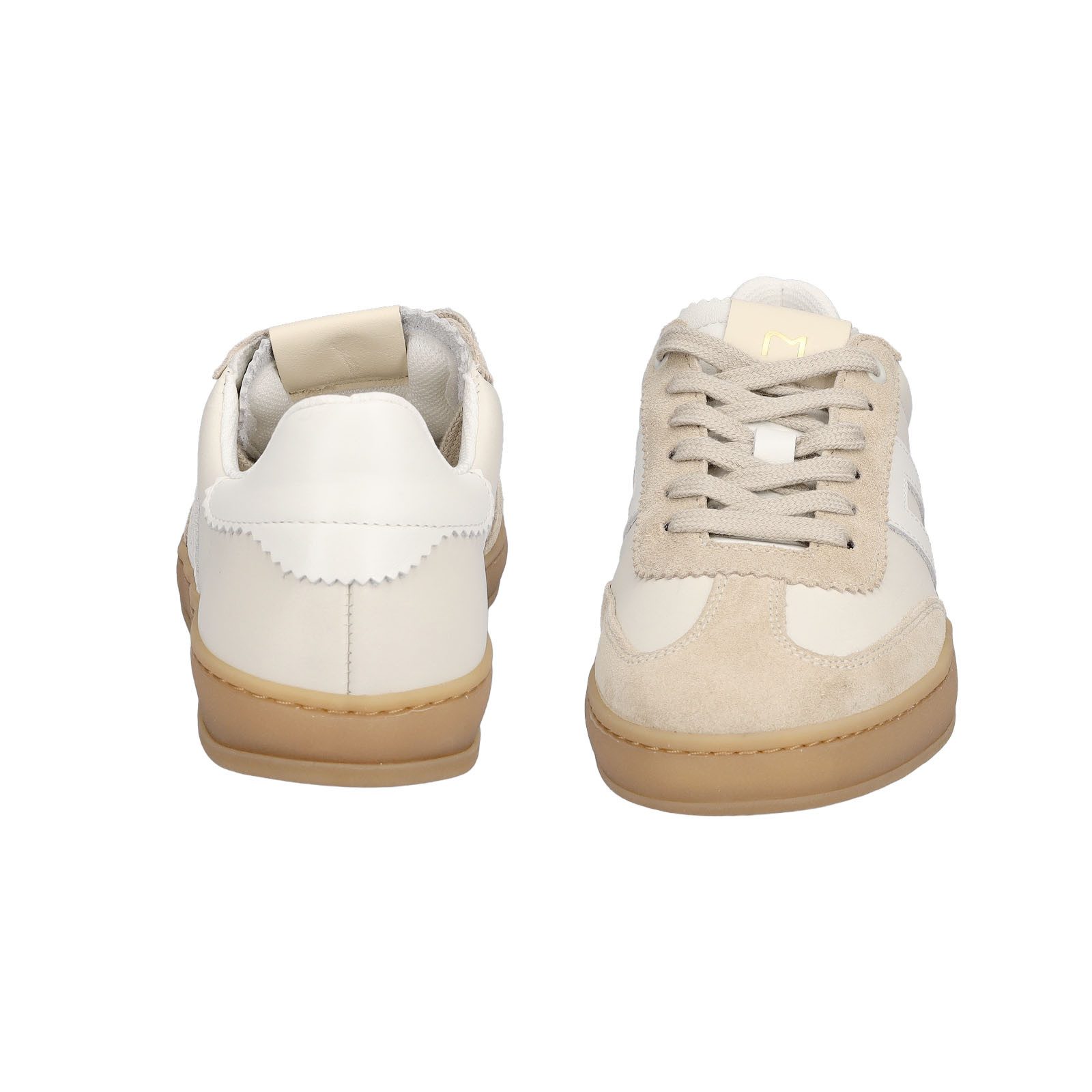 MIDS MOSS Damen Sneaker weiß sand aus Rauleder & Glattleder mit Wechselfußbett und Schnürung