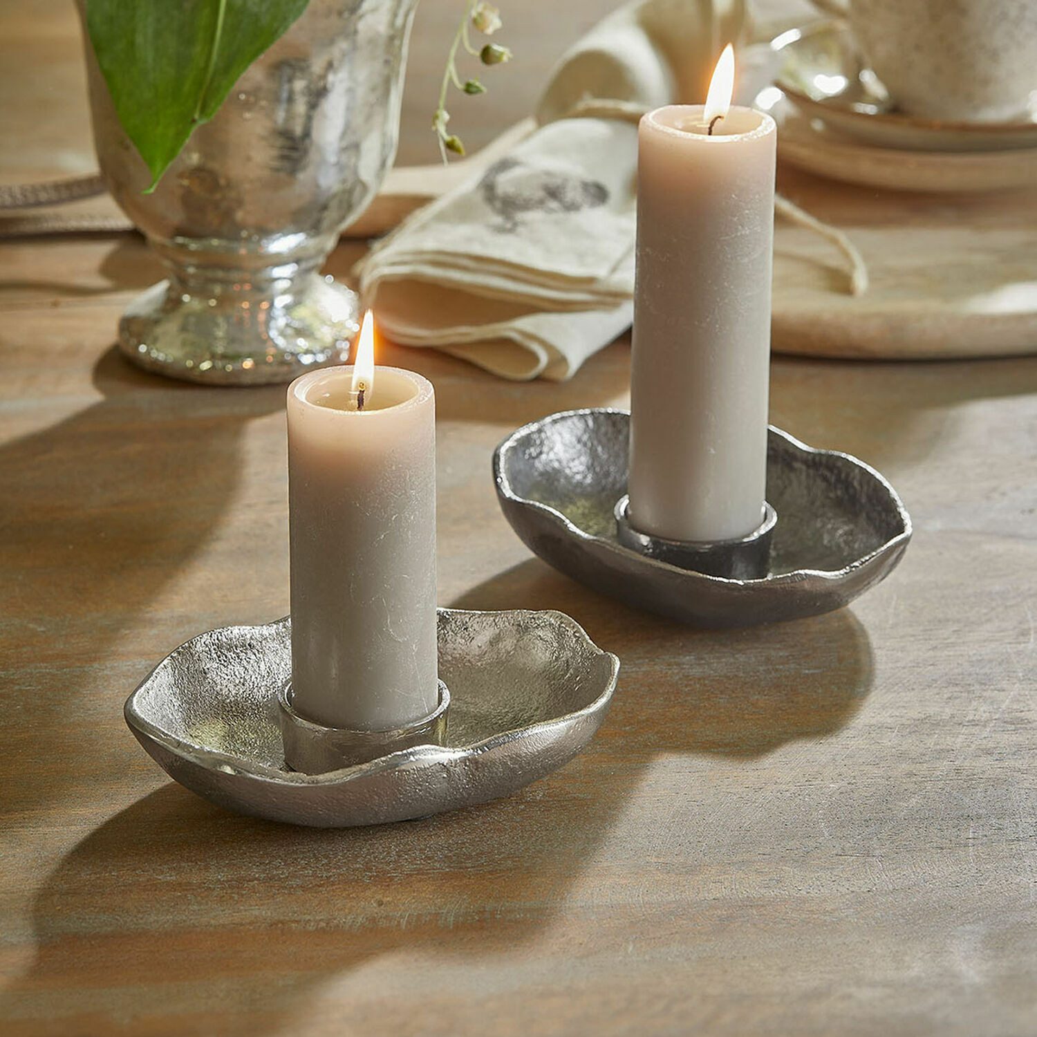 Mirabeau Kerzenständer Teelichthalter 2er Set Quilvano silber/schwarz