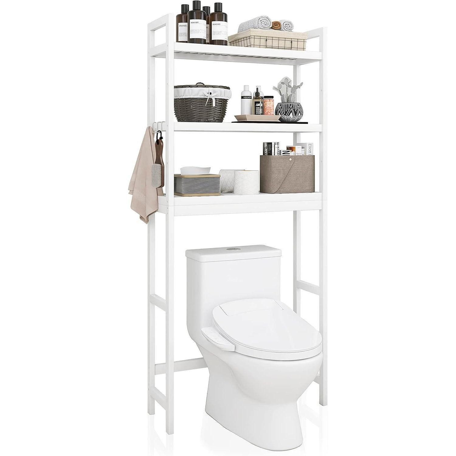 LuxusKollektion Badregal Toilettenregal Bambus WC Regal 3 Ablageflächen platzsparend