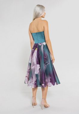 SWING Abendkleid Cocktailkleid aus bedrucktem Streifenorganza