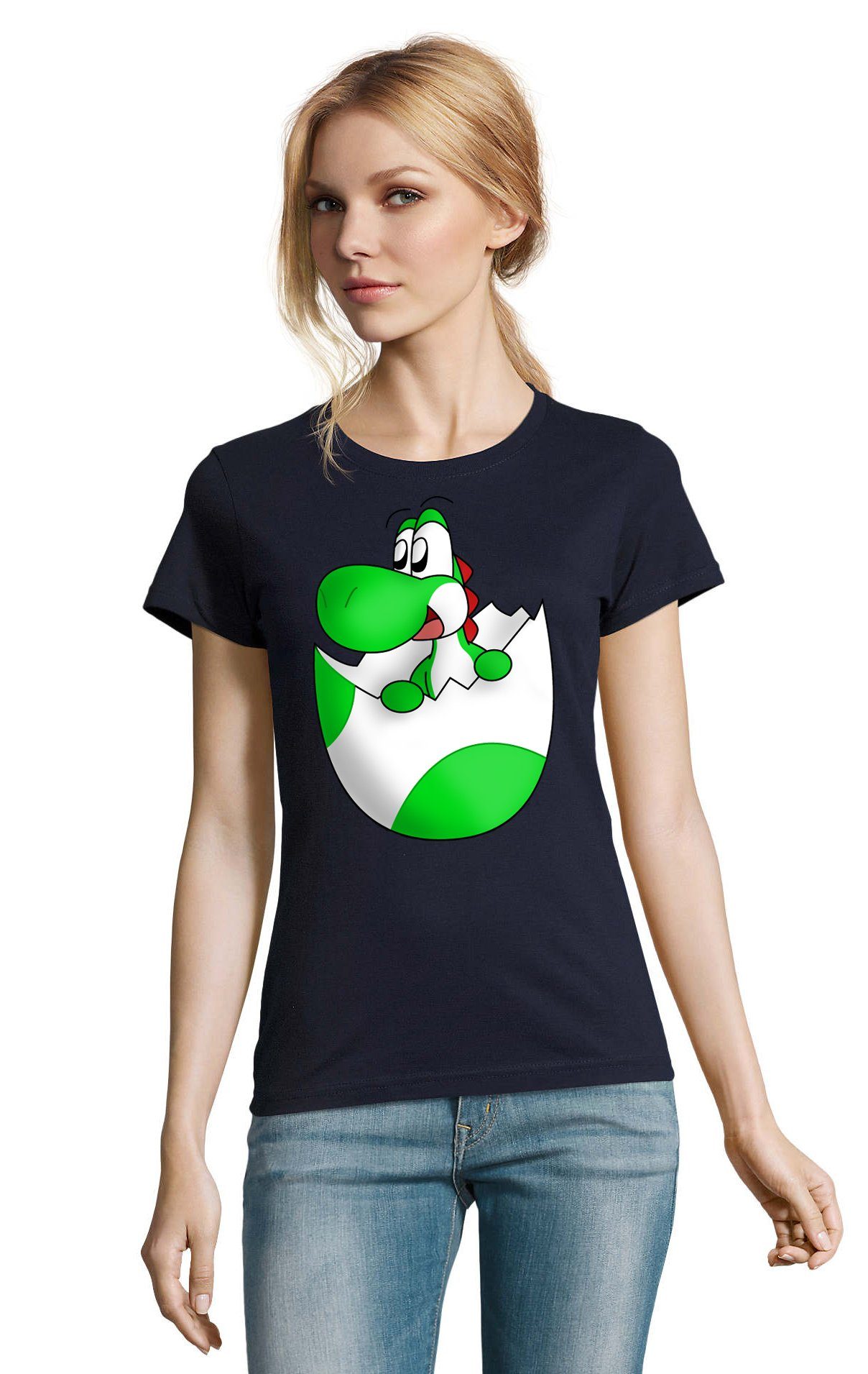 T-Shirt Damen Baby Yoshi Ei Mario Super Retro Konsole Gaming