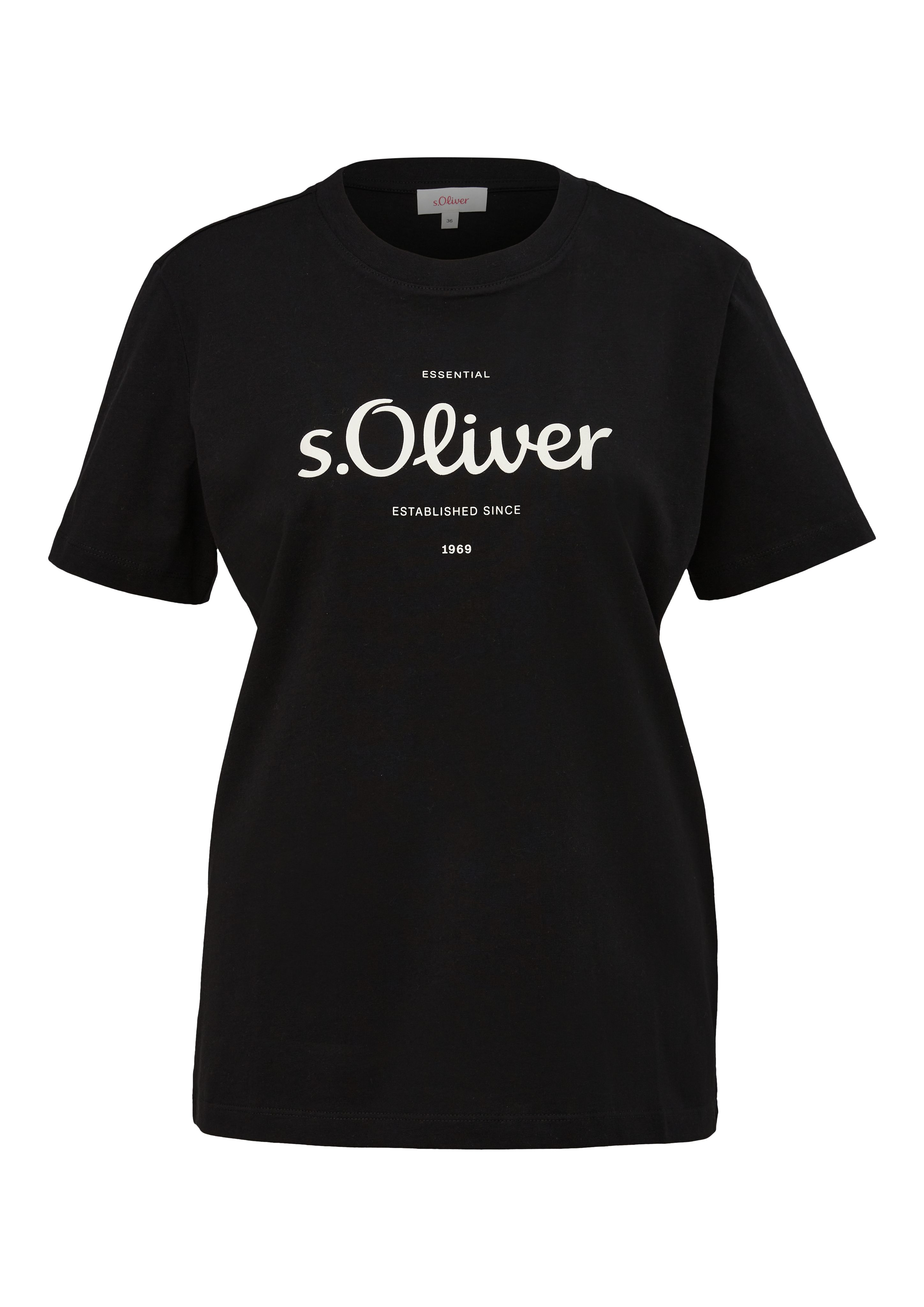grey/black s.Oliver Logodruck T-Shirt mit vorne