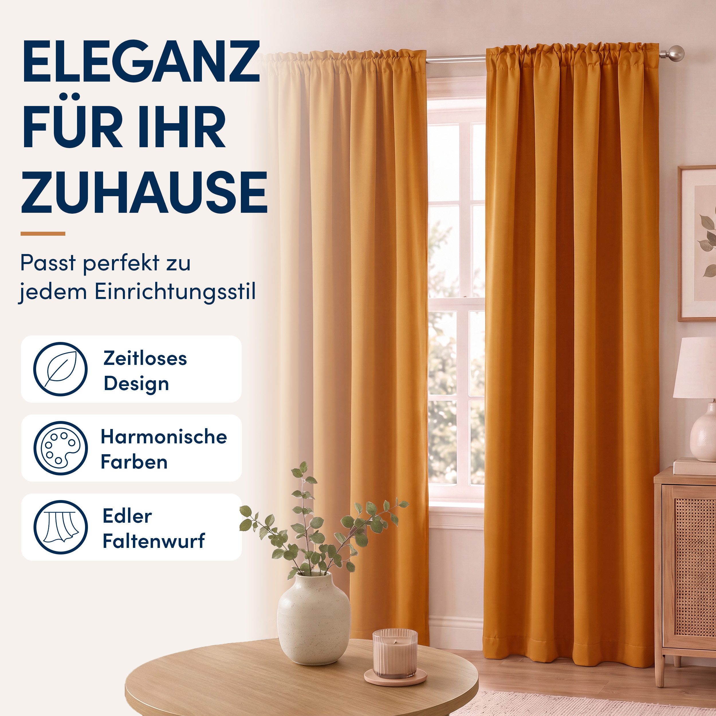 Stoffschmiede Gardine Blickdicht - Kräuselband & Ösen, Kräuselband – Bild 4 von 5
