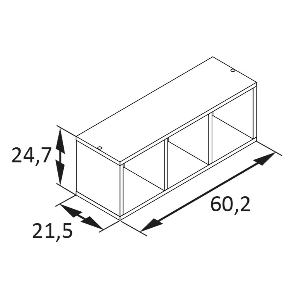 Lomadox Wandregal BELFORT-80, in weiß matt, 3 offene Fächer, wandhängend, 60 cm breit