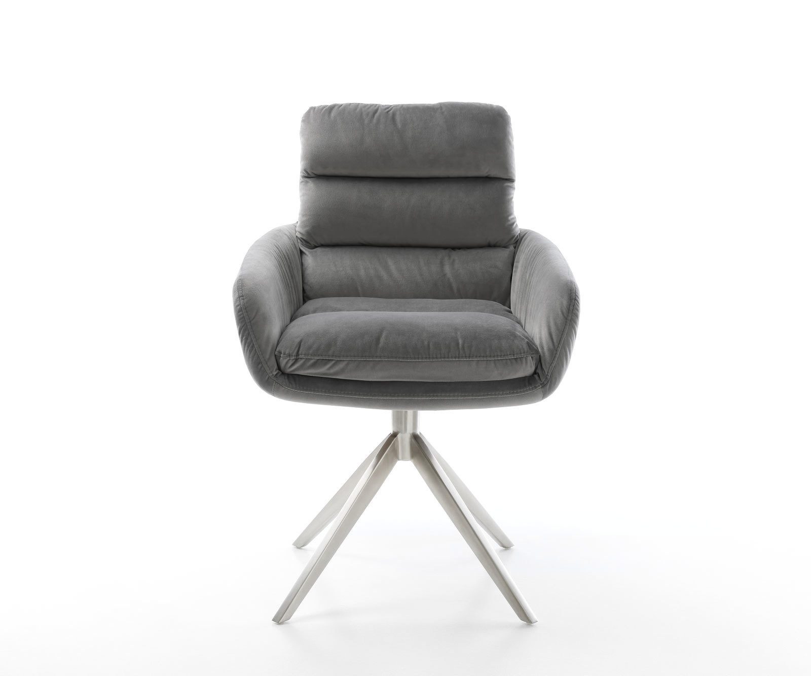 DELIFE Polsterstuhl Abelia-Flex, mit Armlehnen Kreuzgestell breit Edelstahl Samt Grau