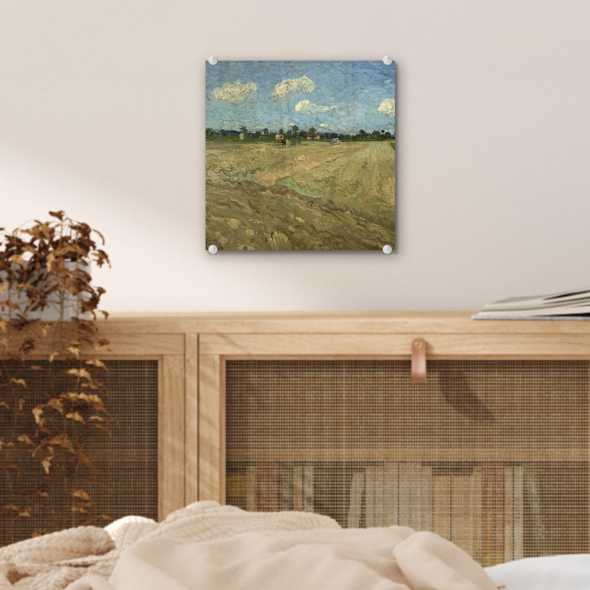 MuchoWow Acrylglasbild Gepflügte Felder - Glas Bilder - auf Gogh, - Foto (1 Wanddekoration van Wandbild - Glasbilder von auf Glas Gemälde St), Vincent