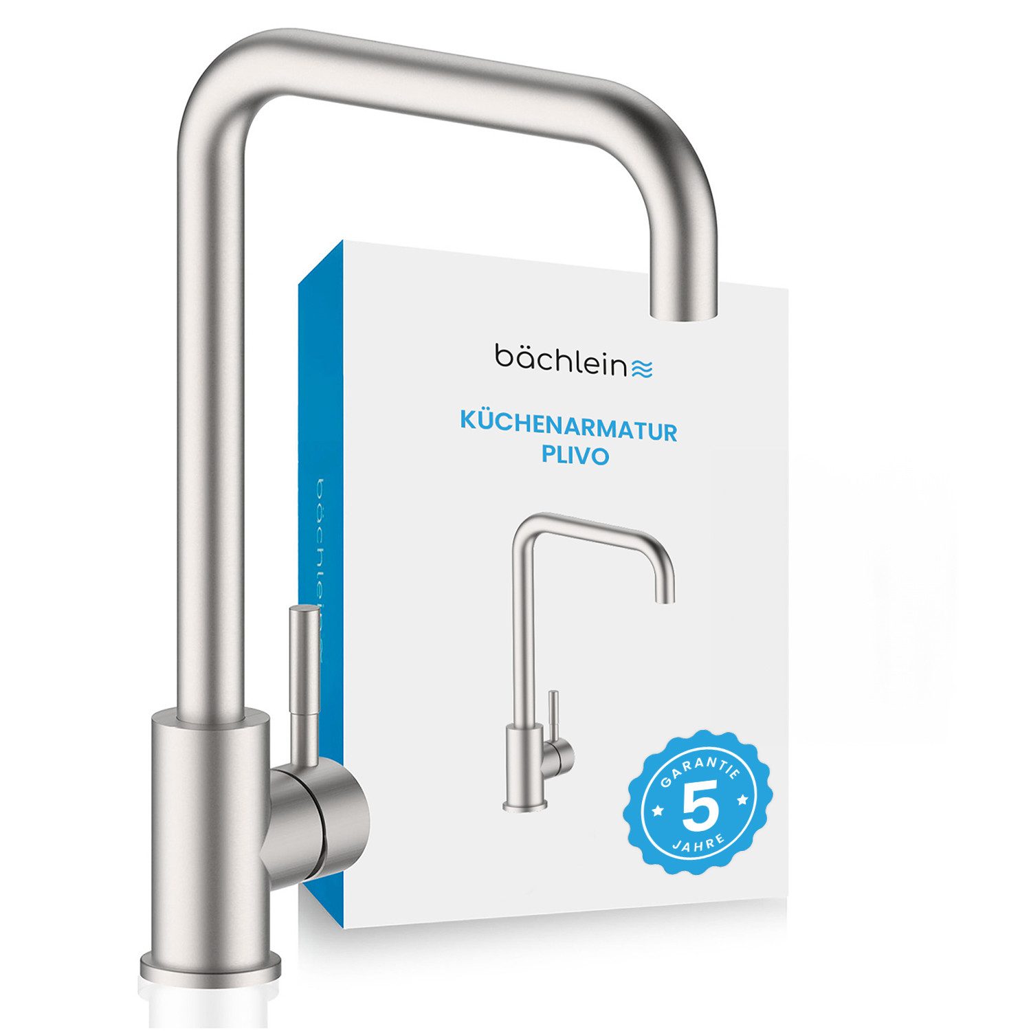 Bächlein Spültischarmatur Küchenarmatur Plivo in stilvollem Design, Wasserhahn Küche extra hoher Auslauf