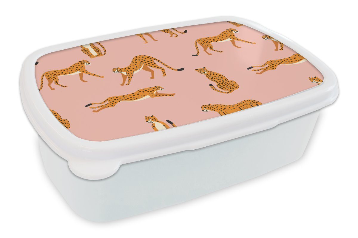 - Jungs Erwachsene, Brotbox und Gepard für Kinder Kunststoff, Brotdose, Katze, weiß - (2-tlg), Muster und Lunchbox für Mädchen MuchoWow