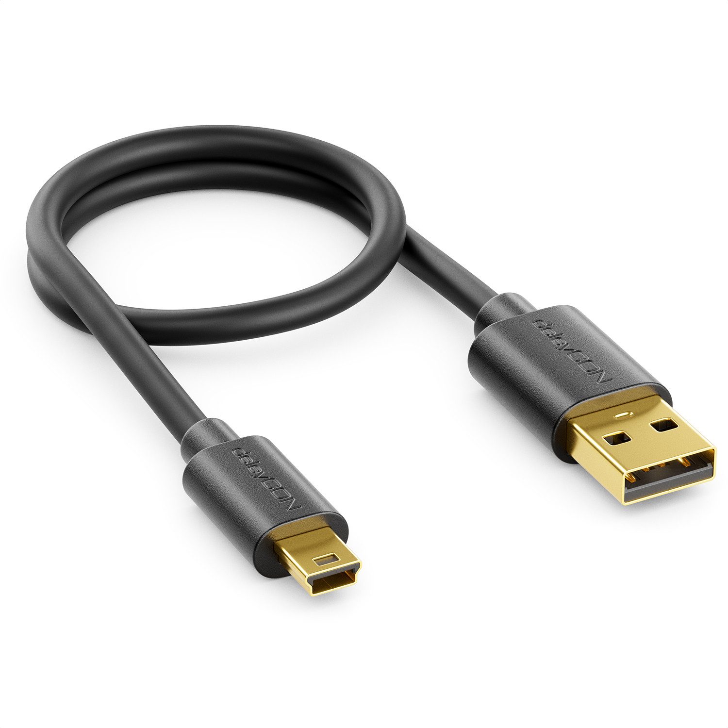 deleyCON deleyCON 0,30m Mini USB 2.0 Datenkabel - USB A-Stecker zu Mini USB-Kabel