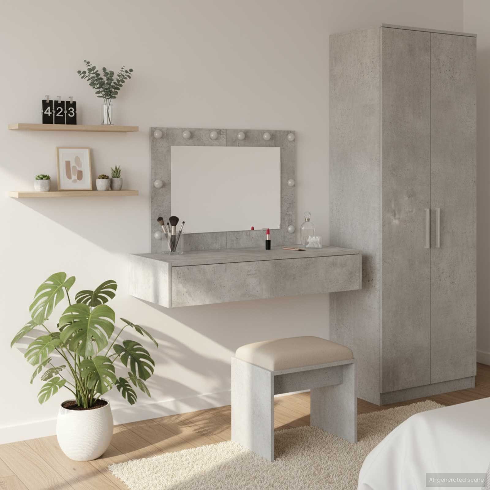 vidaXL Schminktisch Schminktisch Grau 100 x 40 x 70 cm Holzwerkstoff (1-St)