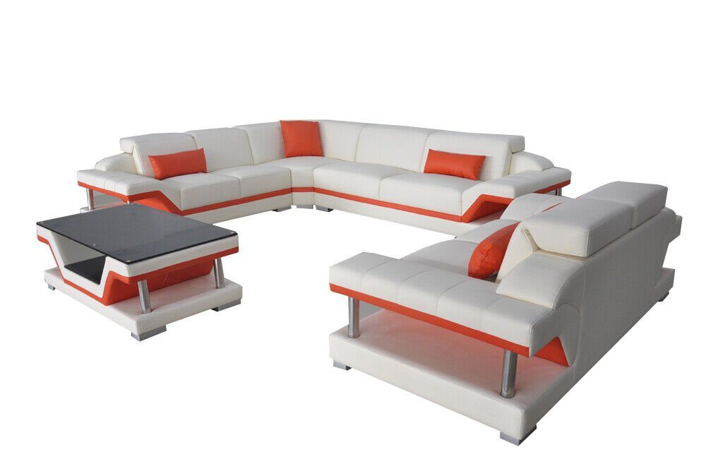 JVmoebel Wohnzimmer-Set Ecksofa Couch Sofa Wohnlandschaft Eck (3-St) Garnitur+USB, Eckgarnitur Polster