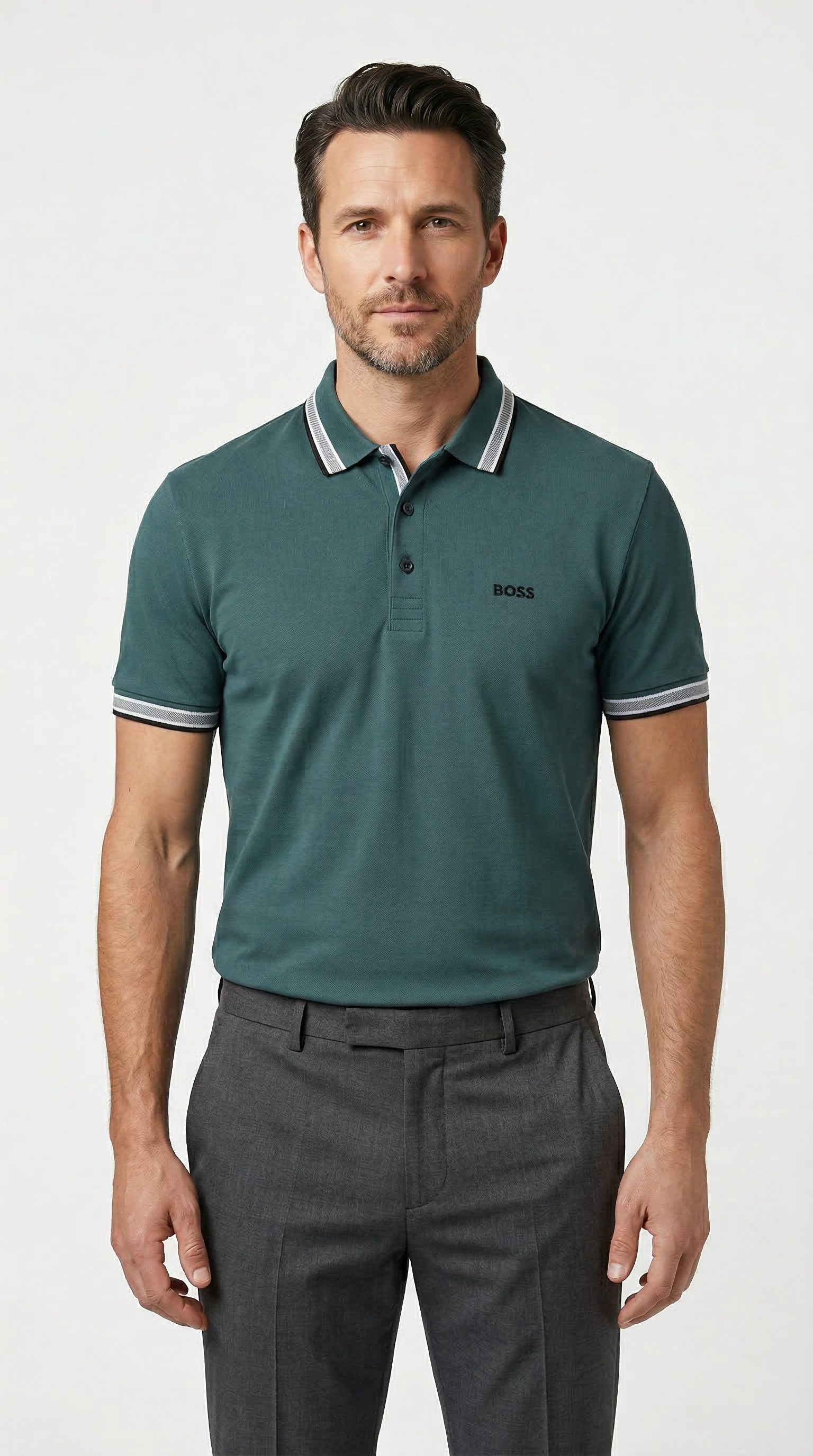 BOSS GREEN Poloshirt Paddy atmungsaktive Piqué-Webstruktur, Flachstrickkragen, gerader Schnitt