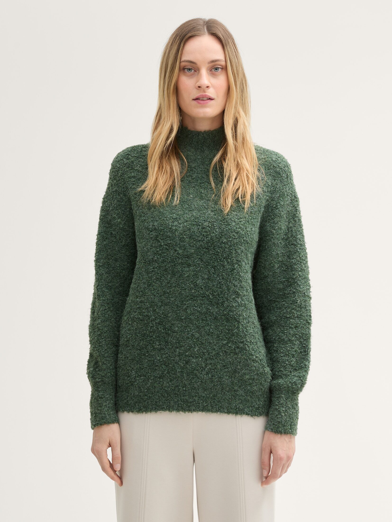 Strickpullover Lockerer Bouclé Pullover