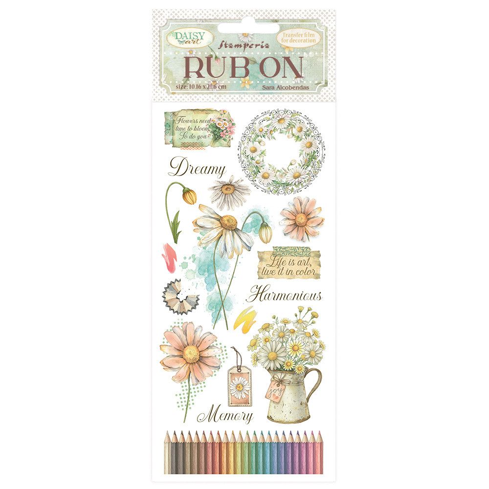 Stamperia Dekorationsfolie Rub On Transferfolie Daisy Art, Kunststoff